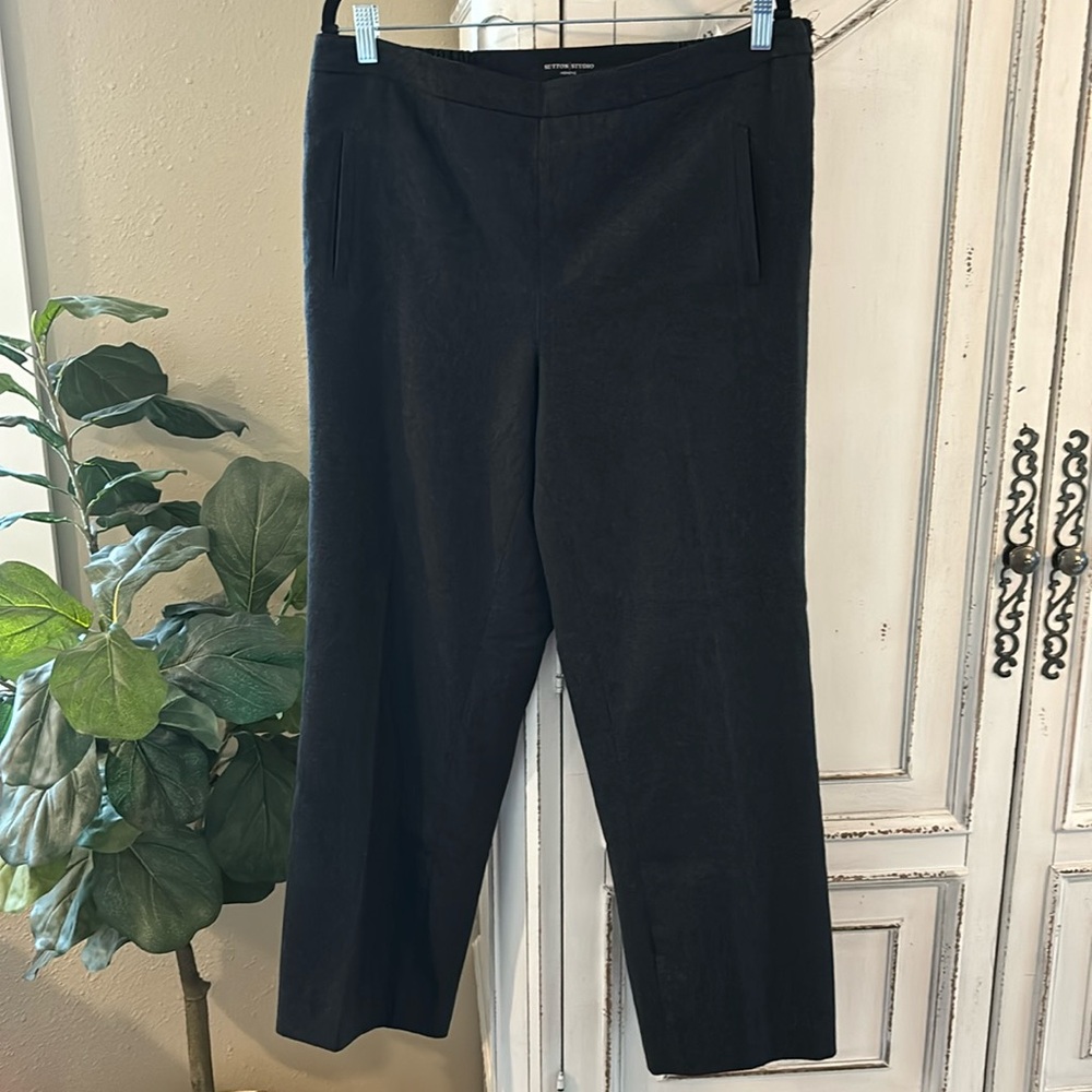 Sutton Studio Womens 14W Charcoal 100% Cashmere lined slacks dress pant side zip